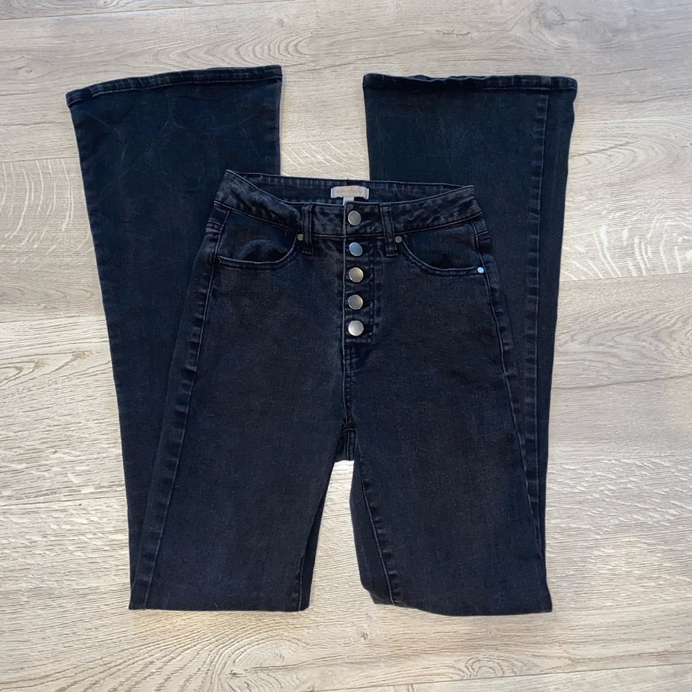 Wonderly Button-Up High Rise Flare Jeans
